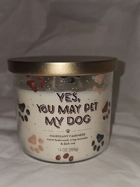 Star Candle Co. "Yes, You May Pet My Dog" 3-Wick Candle, Mahogany Cashmere 14 oz